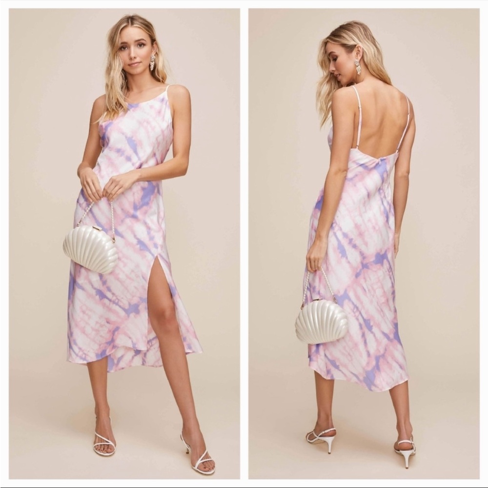 ASTR the Label, Bias Cut Midi Dress | L | pink purple midi dress